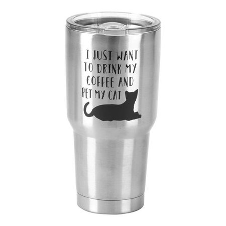 DICKSONS Dicksons SSTUM-20 30 oz Stainless Steel Cold or Hot Cup Tumbler - Drink Coffee Pet Cat SSTUM-20